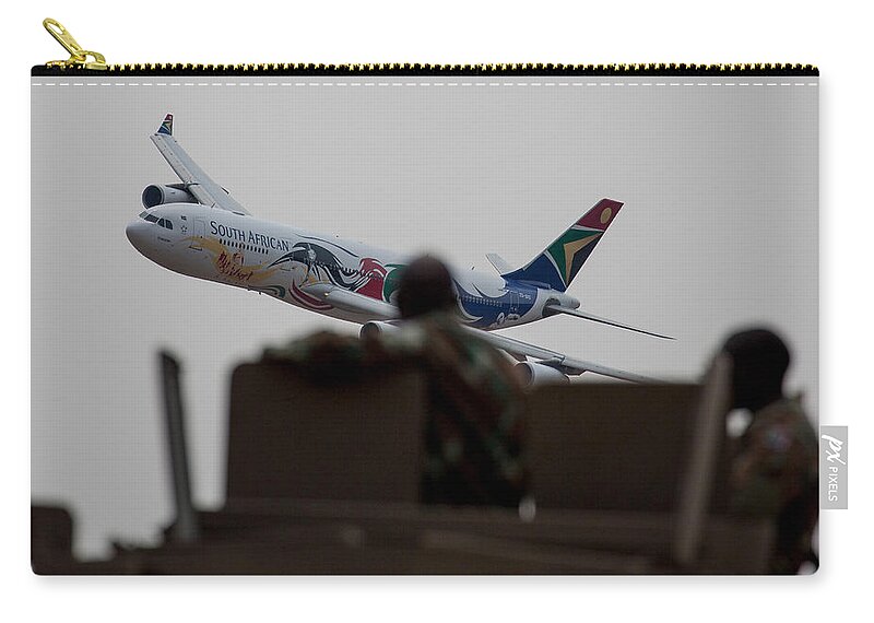 Airbus A340 Zip Pouch featuring the photograph Low Airbus by Paul Job