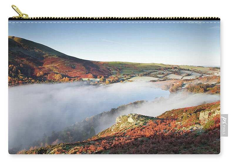 Scenics Zip Pouch featuring the photograph Low Mist Over Loweswater In The Lake by Julian Elliott Photography