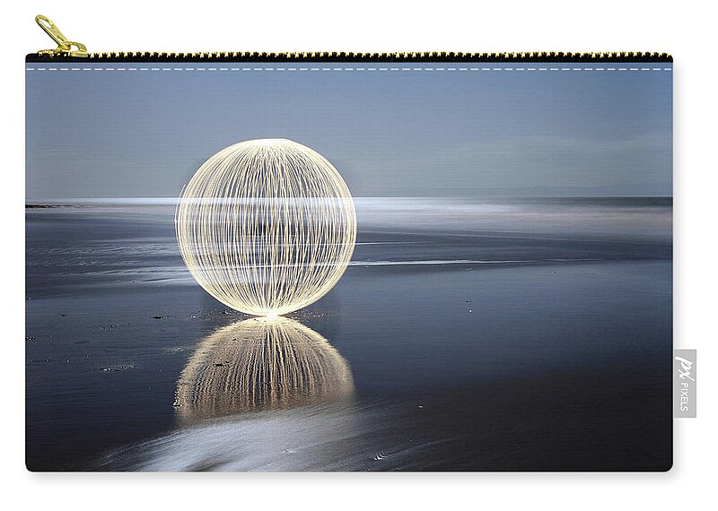 Light Painting Zip Pouch featuring the photograph Low Tide Reflection by Andrew John Wells