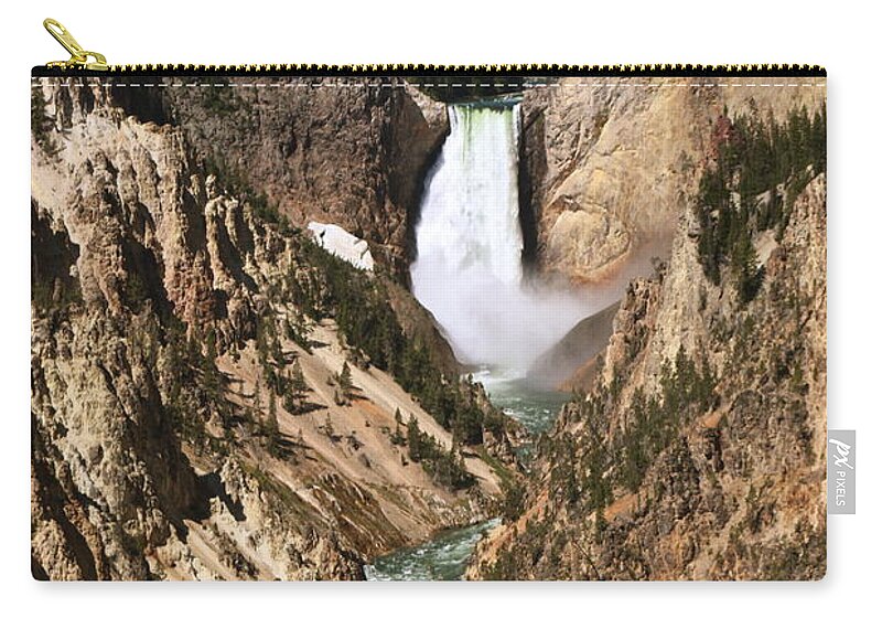 Yellowstone National Park Zip Pouch featuring the photograph Lower Falls at Yellowstone by Lisa Billingsley