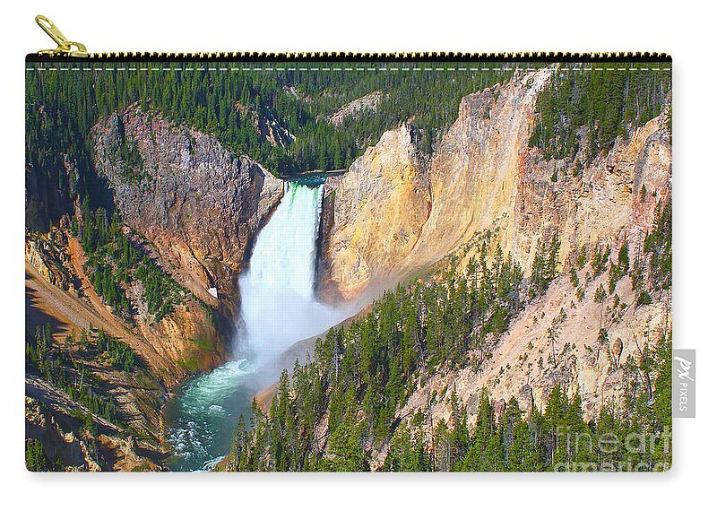 Falls Zip Pouch featuring the photograph Lower Falls Yellowstone 2 by Teresa Zieba
