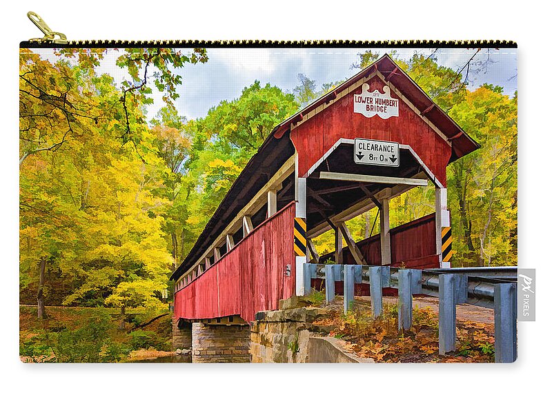 Pennsylvania Zip Pouch featuring the photograph Lower Humbert Covered Bridge 3 Paint by Steve Harrington