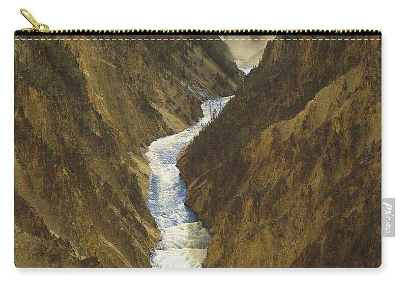 Feb0514 Zip Pouch featuring the photograph Lower Yellowstone Falls And Grand by Tim Fitzharris
