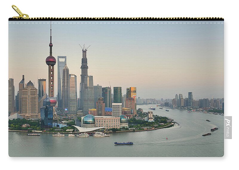 Financial District Zip Pouch featuring the photograph Lujiazui Financial District At Sunset by Wei Fang
