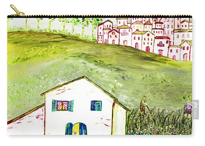 Mixed Media Zip Pouch featuring the painting L'ultima fatica by Loredana Messina