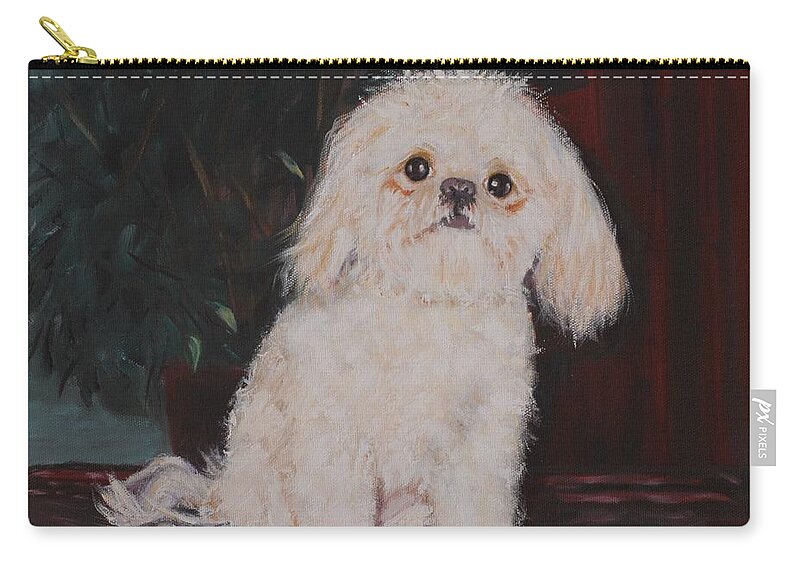 Dog Zip Pouch featuring the painting Lulu by Quwatha Valentine