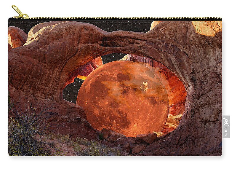 Moab Zip Pouch featuring the photograph Lunar Furnace by Greg Wells