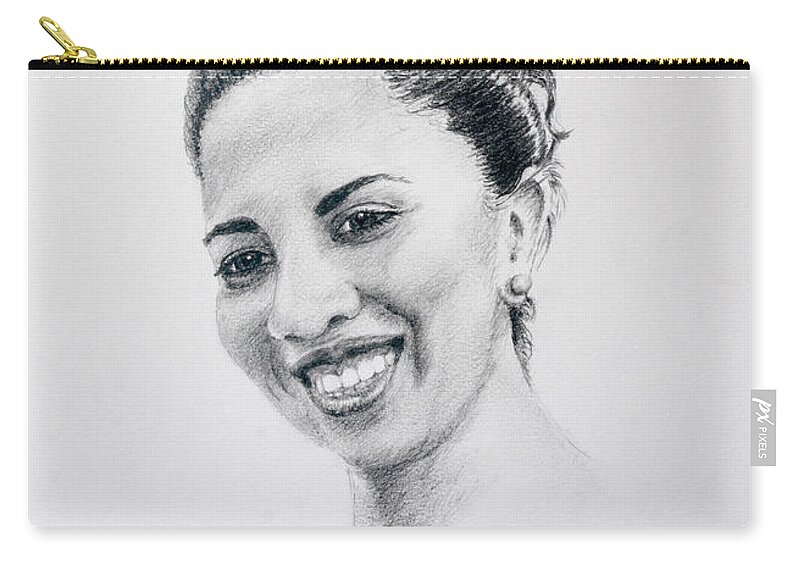 Portrait Zip Pouch featuring the drawing M by Daniel Reed