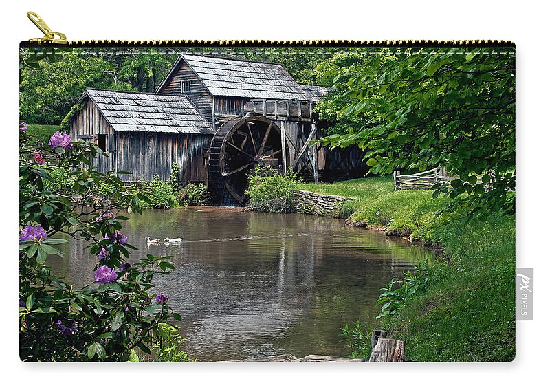 Mabry Mill Zip Pouch featuring the photograph Mabry Mill in May by John Haldane