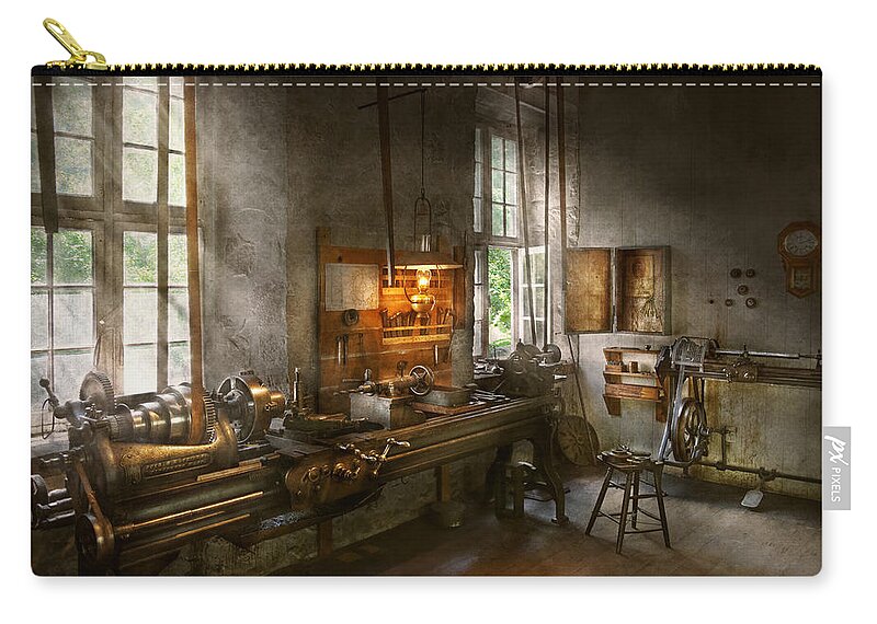 Self Zip Pouch featuring the photograph Machinist - Lathes by Mike Savad