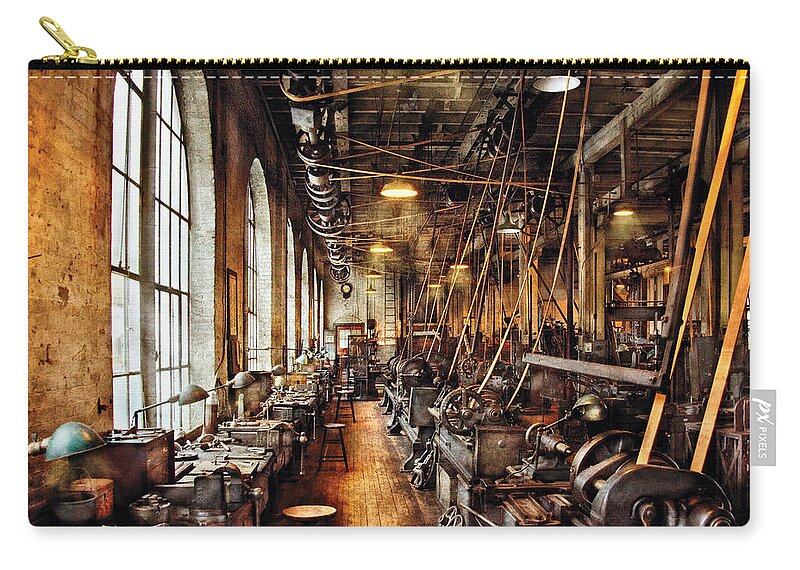 Machinist Carry-all Pouch featuring the photograph Machinist - Machine Shop Circa 1900's by Mike Savad