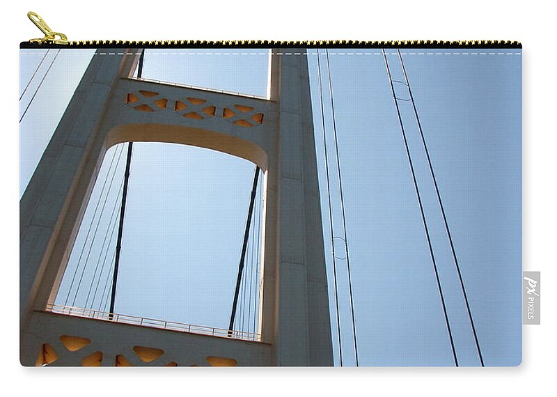 Bridge Zip Pouch featuring the photograph Mackinac Bridge by Michelle Calkins