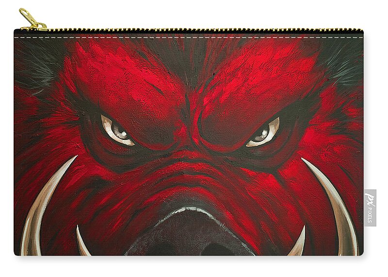 Hog Carry-all Pouch featuring the painting Mad Hog by Glenn Pollard