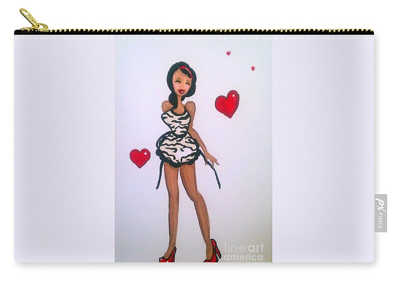 Marisela Mungia Zip Pouch featuring the painting Made withLove by Marisela Mungia