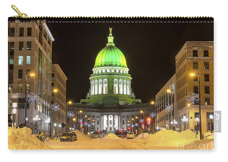 Capitol Zip Pouch featuring the photograph Madison Capitol by Steven Ralser