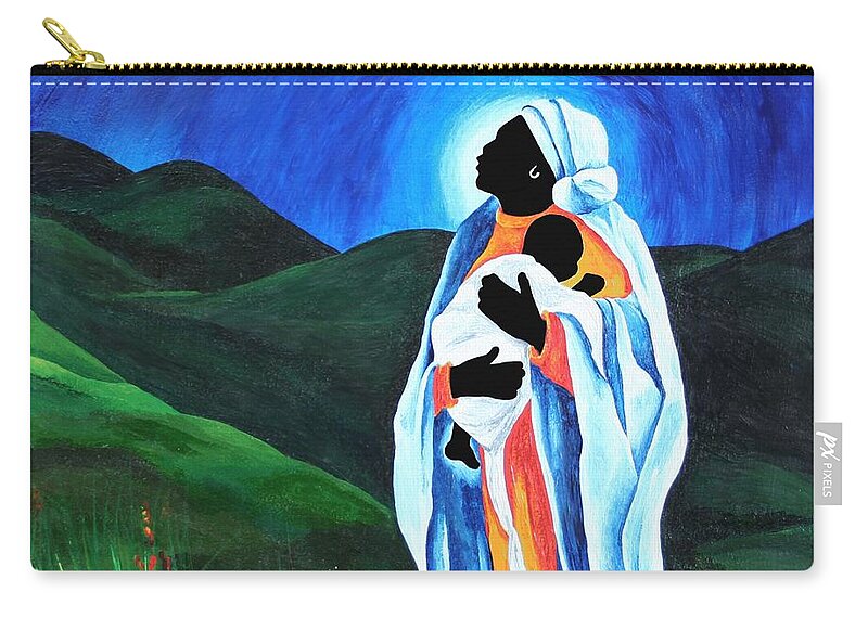 Female Zip Pouch featuring the painting Madonna And Child Hope For The World by Patricia Brintle