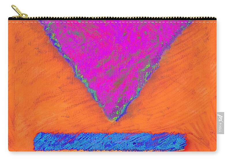  Zip Pouch featuring the painting Magenta Triangle on Orange by Dale Moses