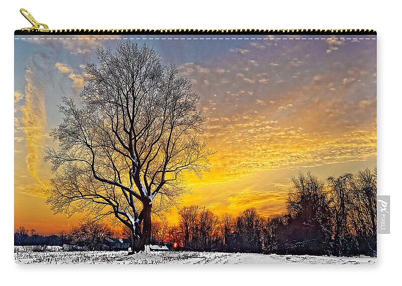 Winter Zip Pouch featuring the photograph Magical Winter Sunset by William Jobes
