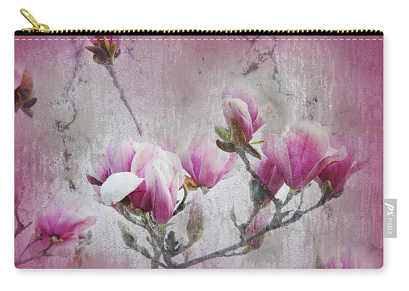 Magnolia Zip Pouch featuring the photograph Magnolia Blossoms With Tinted Edge by Andee Design