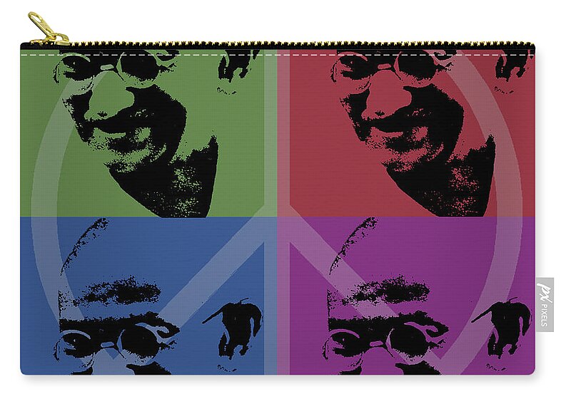 Gandhi Zip Pouch featuring the digital art Mahatma Gandhi by Jean luc Comperat