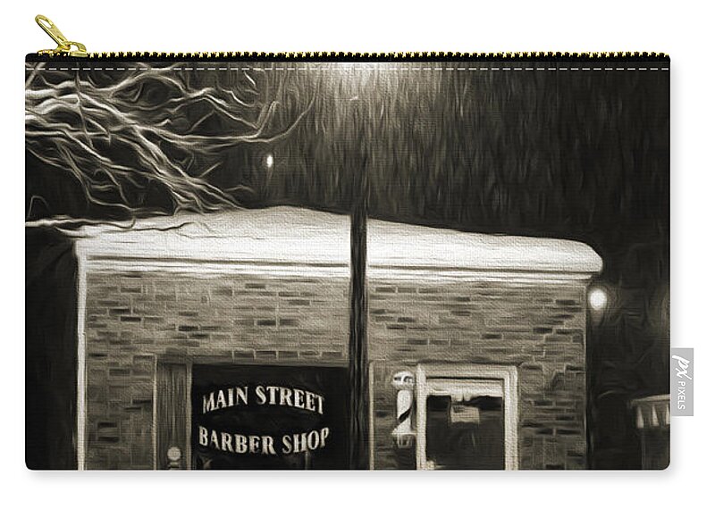 Andee Design Barber Shop Zip Pouch featuring the photograph Main Street Barber Shop by Andee Design