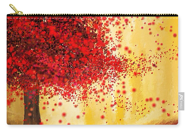 Four Seasons Zip Pouch featuring the painting Majestic Autumn - Impressionist Painting by Lourry Legarde