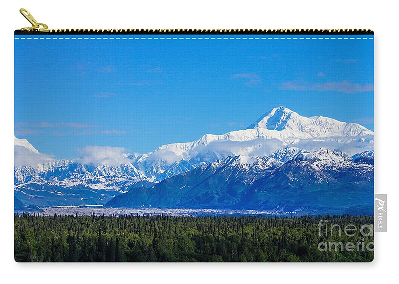 Alaska Zip Pouch featuring the photograph Majestic Mt McKinley by Jennifer White