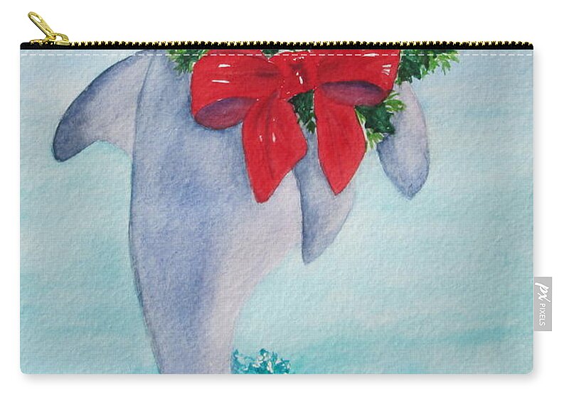 Dolphin Zip Pouch featuring the painting Make a Splash by Diane DeSavoy