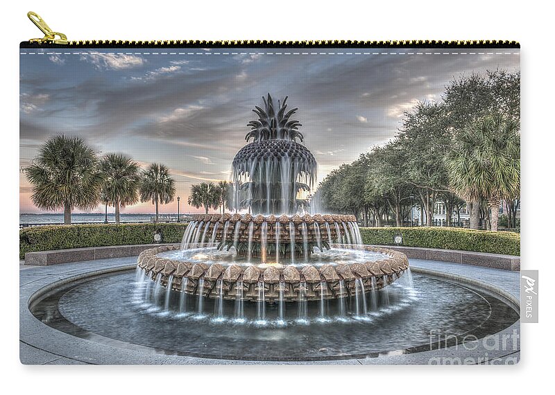 Pineapple Fountain Carry-all Pouch featuring the photograph Make A Wish by Dale Powell