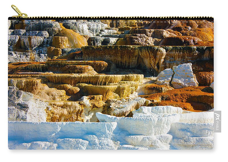 Mammoth Hot Springs Zip Pouch featuring the photograph Mammoth Hot Springs Rock Formation No1 by Josh Bryant