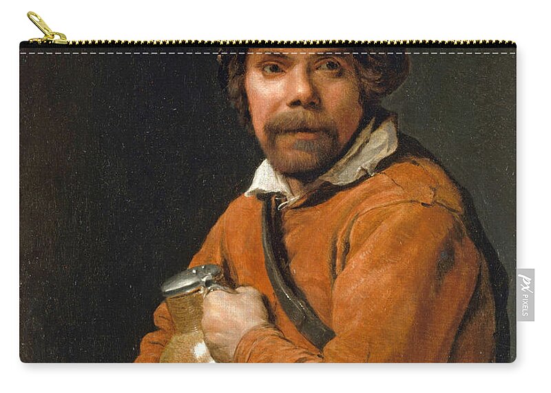 Michiel Sweerts Zip Pouch featuring the painting Man Holding a Jug by Michiel Sweerts