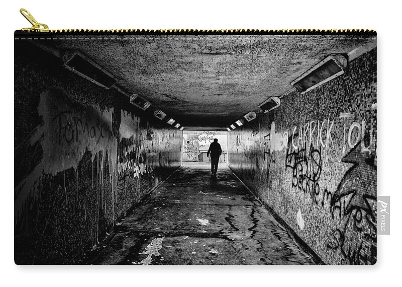 Subway Carry-all Pouch featuring the photograph Man in Subway by Nigel R Bell