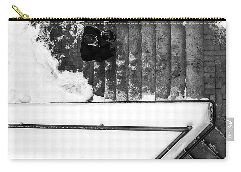 New Hampshire Zip Pouch featuring the photograph Man on staircase Concord New Hampshire by Edward Fielding