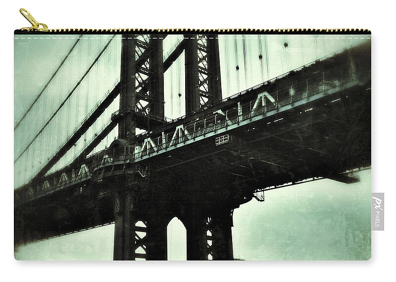 Lower Manhattan Zip Pouch featuring the photograph Manhattan Bridge by Blackwaterimages