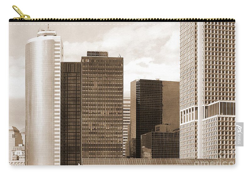 Bw Zip Pouch featuring the photograph Manhattan buildings vintage look by RicardMN Photography