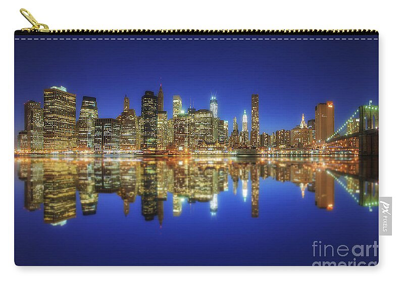 Yhun Suarez Carry-all Pouch featuring the photograph Manhattan Nite Lites NYC 2.0 by Yhun Suarez