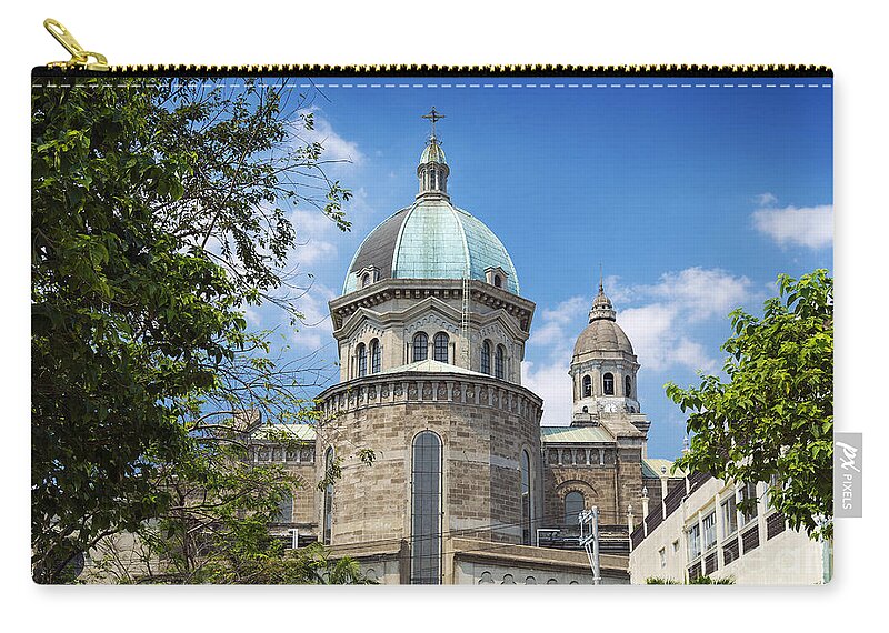 Architecture Zip Pouch featuring the photograph Manila Cathedral In Phillipines by JM Travel Photography