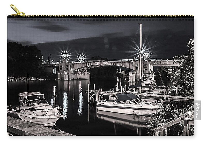 Manistee Michigan Zip Pouch featuring the photograph Manistee Bridge by Rick Bartrand