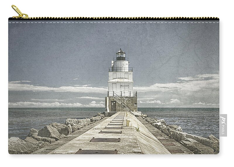 Architecture Zip Pouch featuring the photograph Manitowoc Breakwater Lighthouse II by Joan Carroll