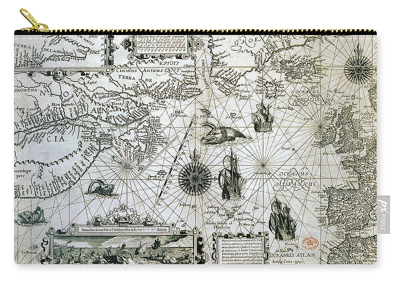 1594 Zip Pouch featuring the painting Map Canada, C1594 by Granger