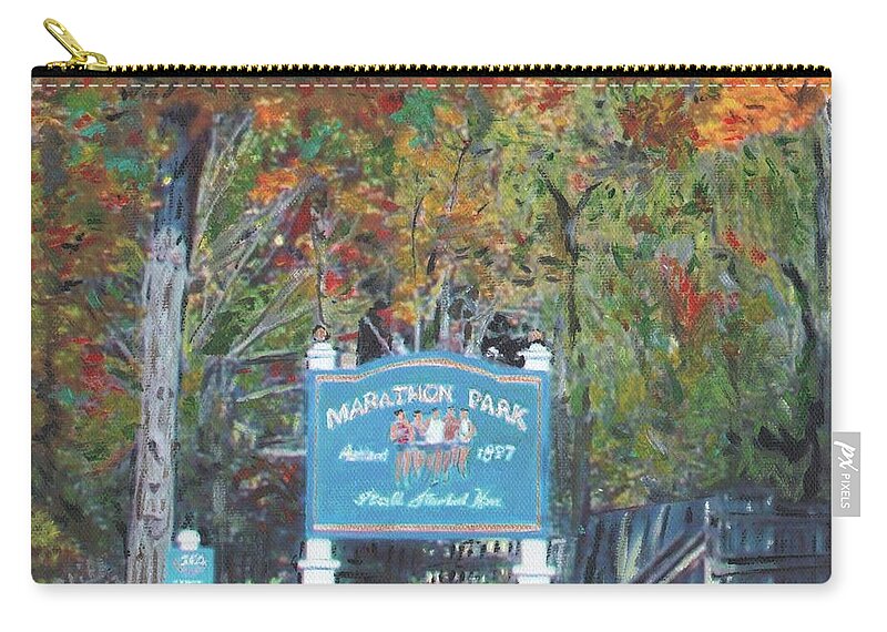 Baa Zip Pouch featuring the painting Marathon Park by Cliff Wilson