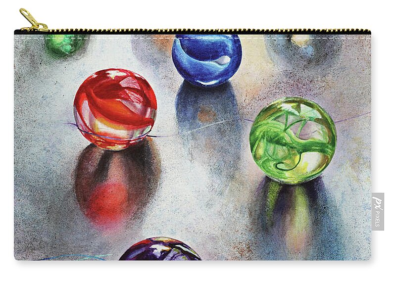 Marbles Zip Pouch featuring the painting Marbles 1 by Carolyn Coffey Wallace