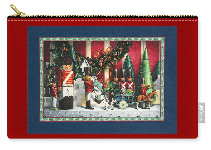 Toy Soldiers Zip Pouch featuring the painting March of the Wooden Soldiers by Lynn Bywaters