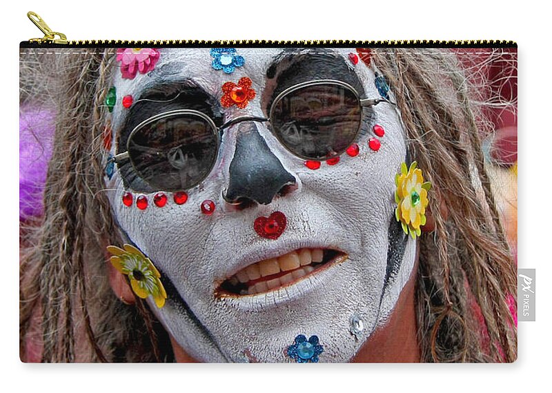 Mardi Gras Photo Zip Pouch featuring the photograph Mardi Gras Happy Face by Luana K Perez
