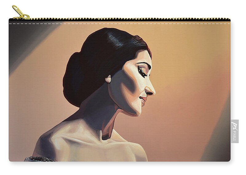 Maria Callas Zip Pouch featuring the painting Maria Callas Painting by Paul Meijering
