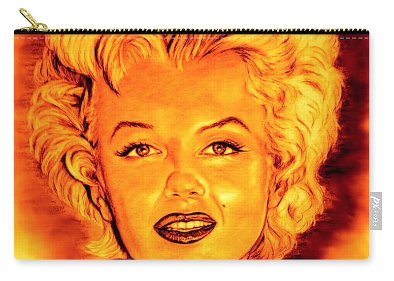 Marilyn Zip Pouch featuring the drawing Marilyn by Gittas Art