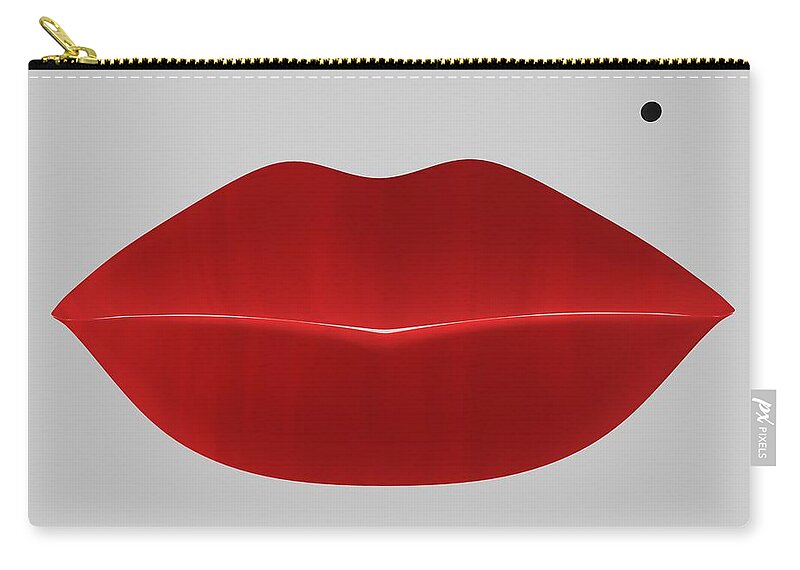 Red Zip Pouch featuring the digital art Marilyn Lips by Louis Ferreira