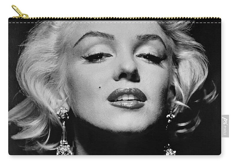 Marilyn Monroe Carry-all Pouch featuring the photograph Marilyn Monroe Black and White by Georgia Fowler