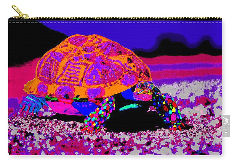Kenneth James Zip Pouch featuring the photograph Marine Corporals Turtle in Peace Paint v3 by Kenneth James