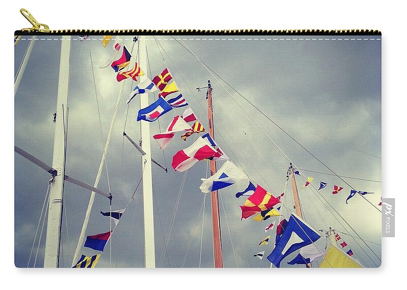 Pole Carry-all Pouch featuring the photograph Marine Signal Flags On Mast Against A by Jodie Griggs